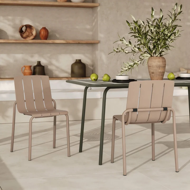 Lot de 2 chaises de jardin Suna en métal taupe