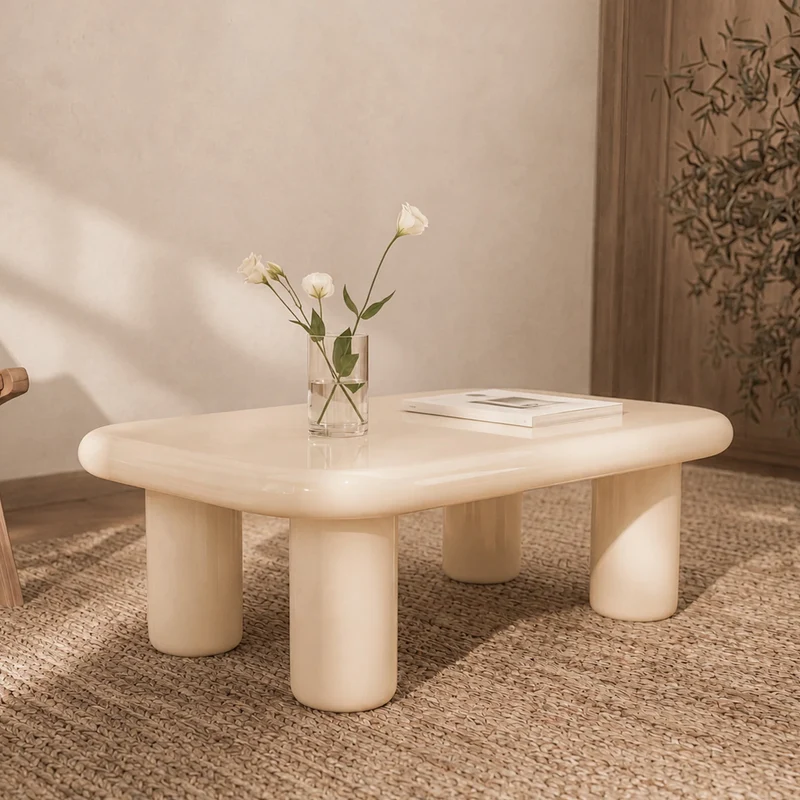 Table basse Lolly rectangulaire laquée blanche en MDF