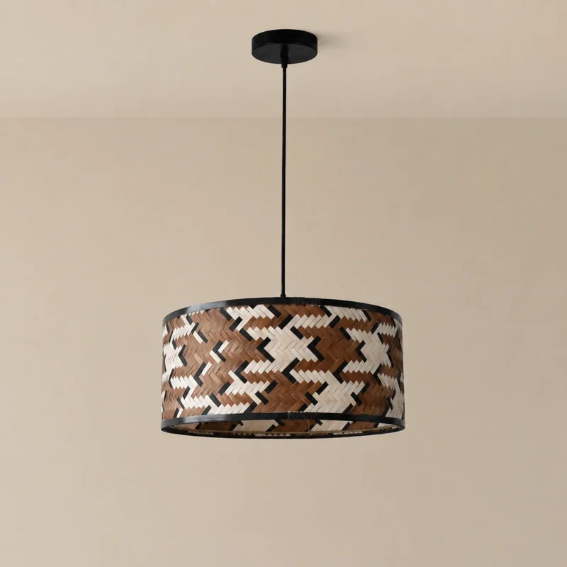 Suspension Phil en bambou tressé marron et noir 50 cm