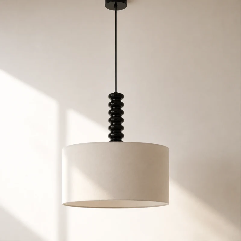 Suspension Ravel en tissu blanc et métal 40 cm