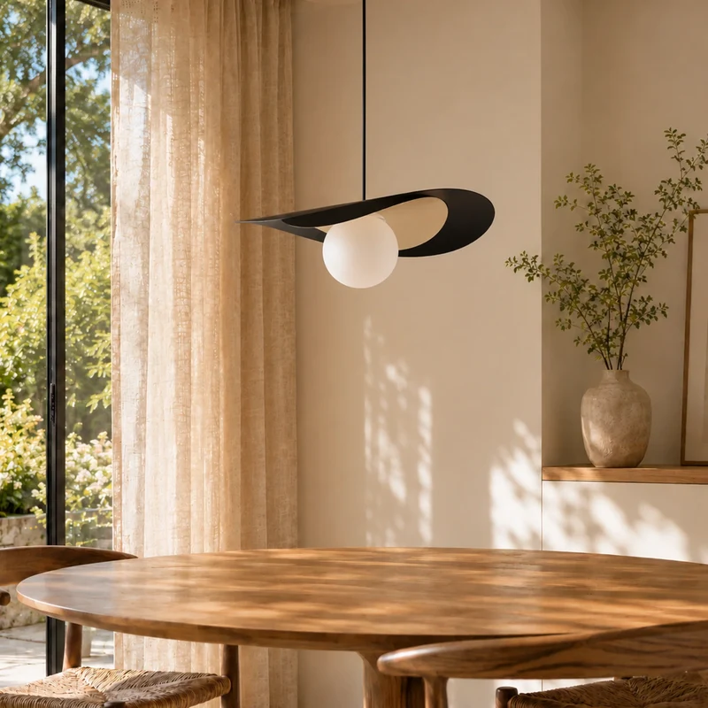 Suspension Iris en métal noir et doré 50 cm