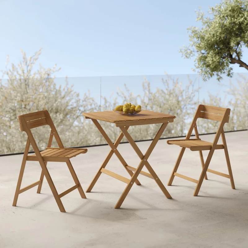 Table et chaises de jardin Siquijor en bois d'acacia huilé 2 personnes