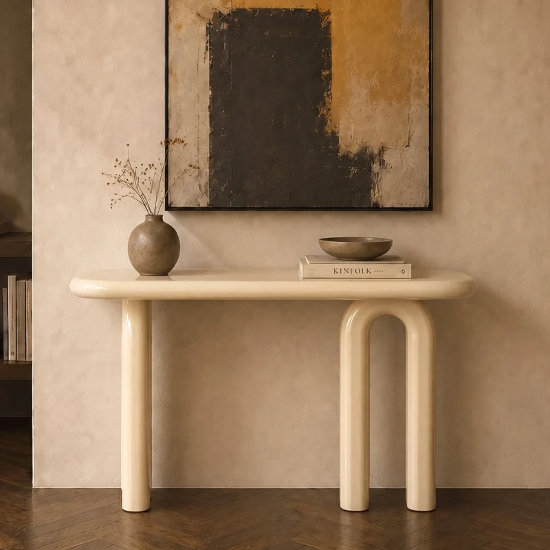 Console Opale laquée blanche en MDF, 120 cm