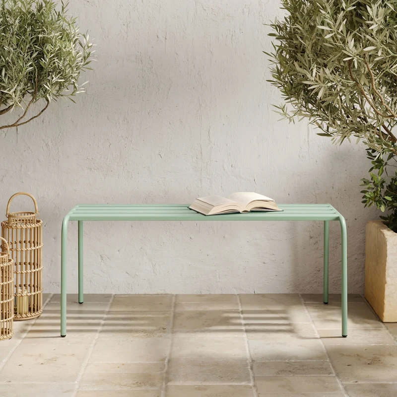 Banc de jardin Yumi en métal vert clair 2 personnes