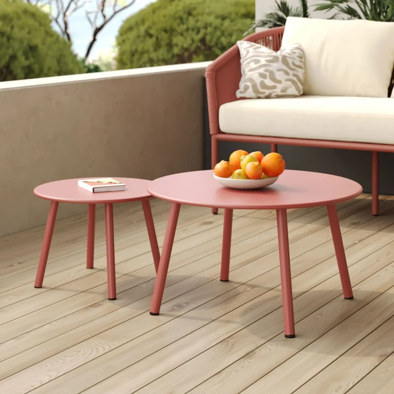 Tables basses de jardin Féria en métal terracotta (lot de 2)