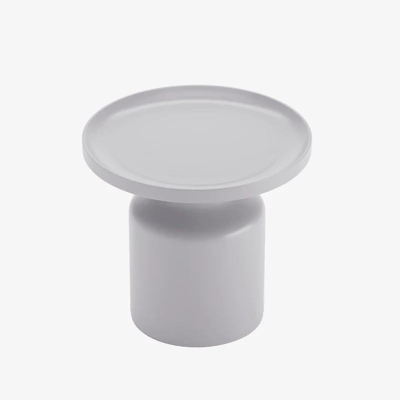 Table d'appoint ronde en métal gris clair