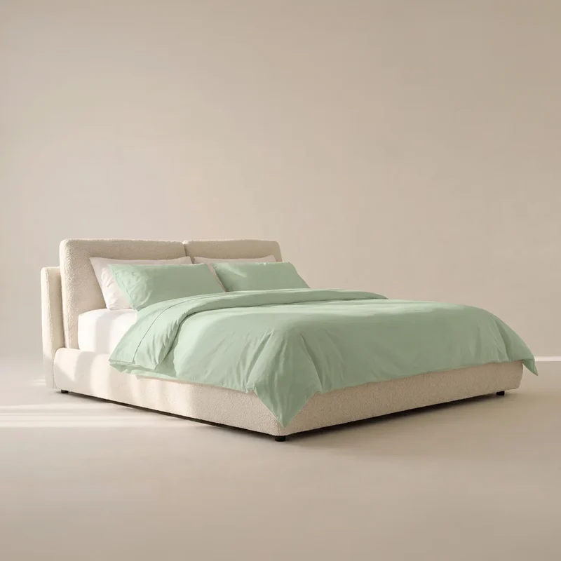 Cloud Bed with Storage, King, Cream Boucle