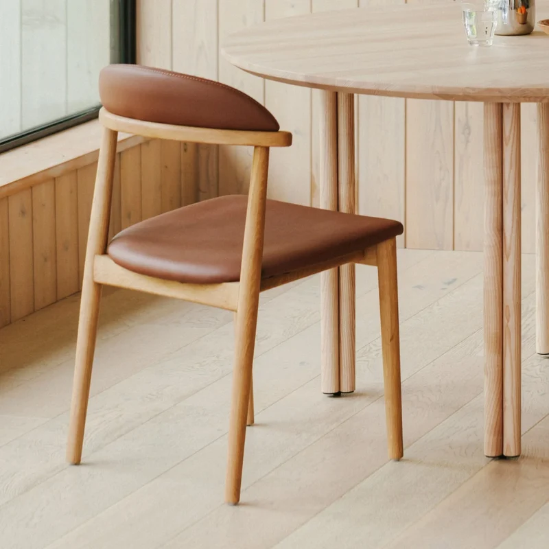 Count On Me Armless Dining Chair (Set of Two), Oak, Brown Seat