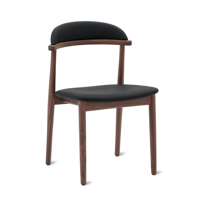 Count On Me Armless Dining Chair (Set of Two), Walnut, Black Seat
