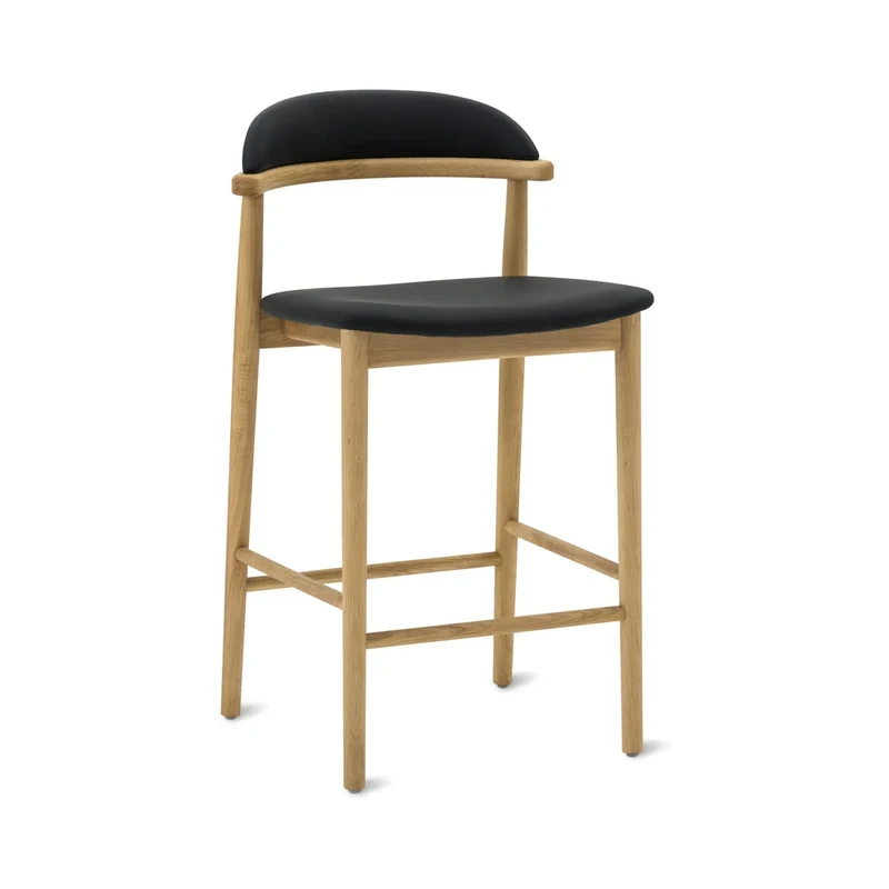 Count On Me Counter Stool, Oak, Black Seat