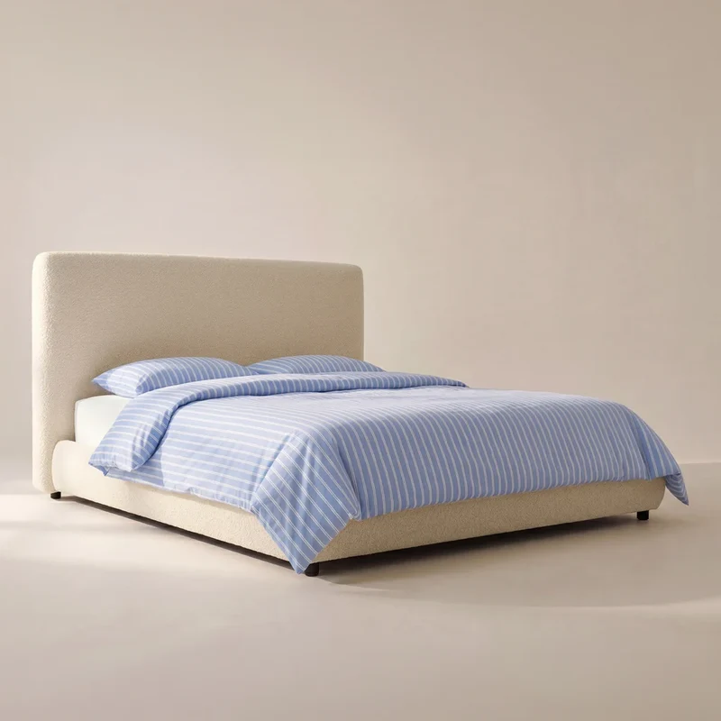 Dream Storage Bed With Tall Headboard, Queen, Cream Boucle