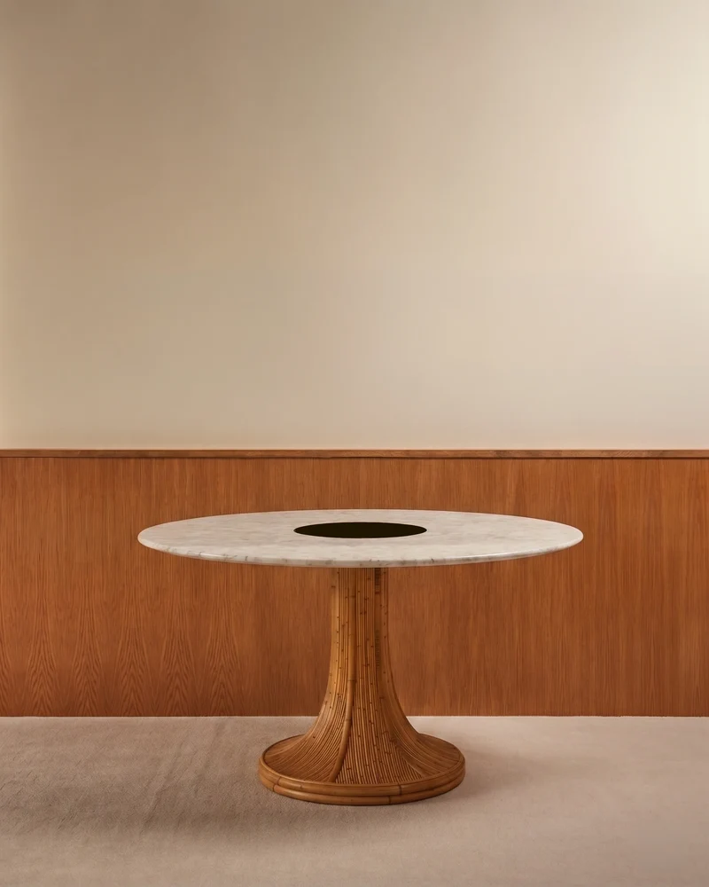 Riviera Table - Natural / White Marble