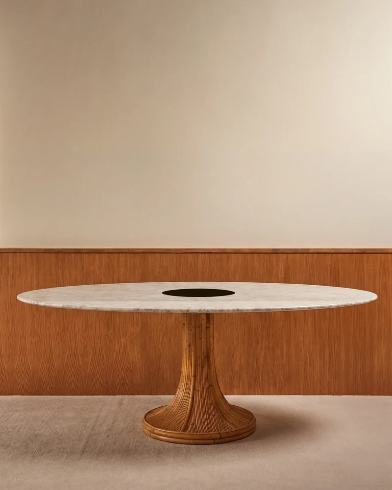 Riviera Table - Natural / White Marble