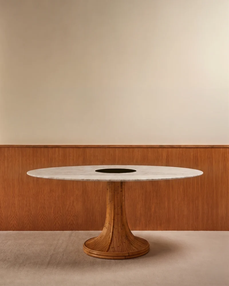 Riviera Table - Natural / White Marble