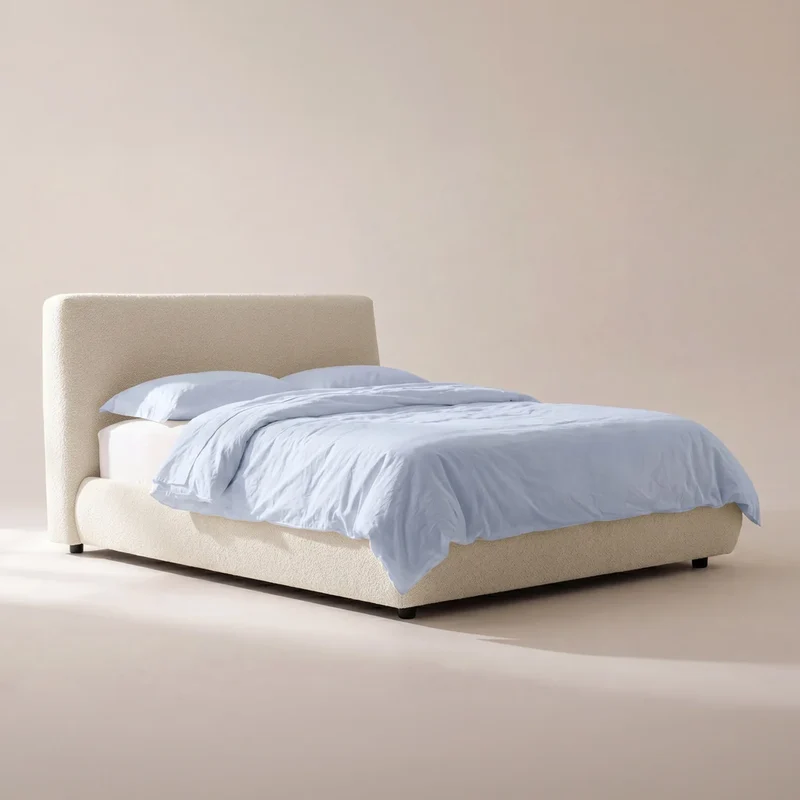 Dream Storage Bed, Full, Cream Boucle