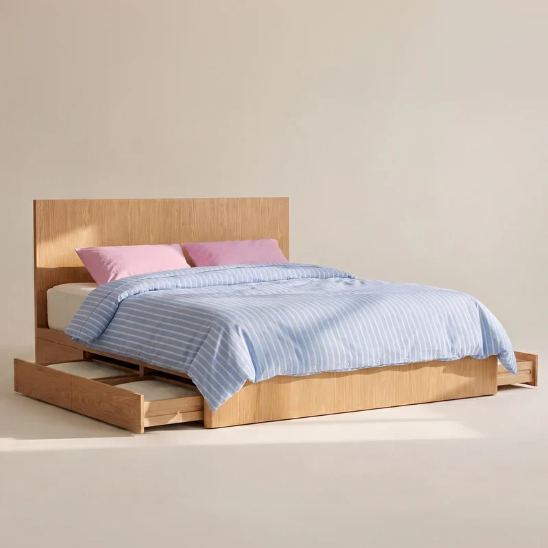Form Storage Bed, Queen, White Oak