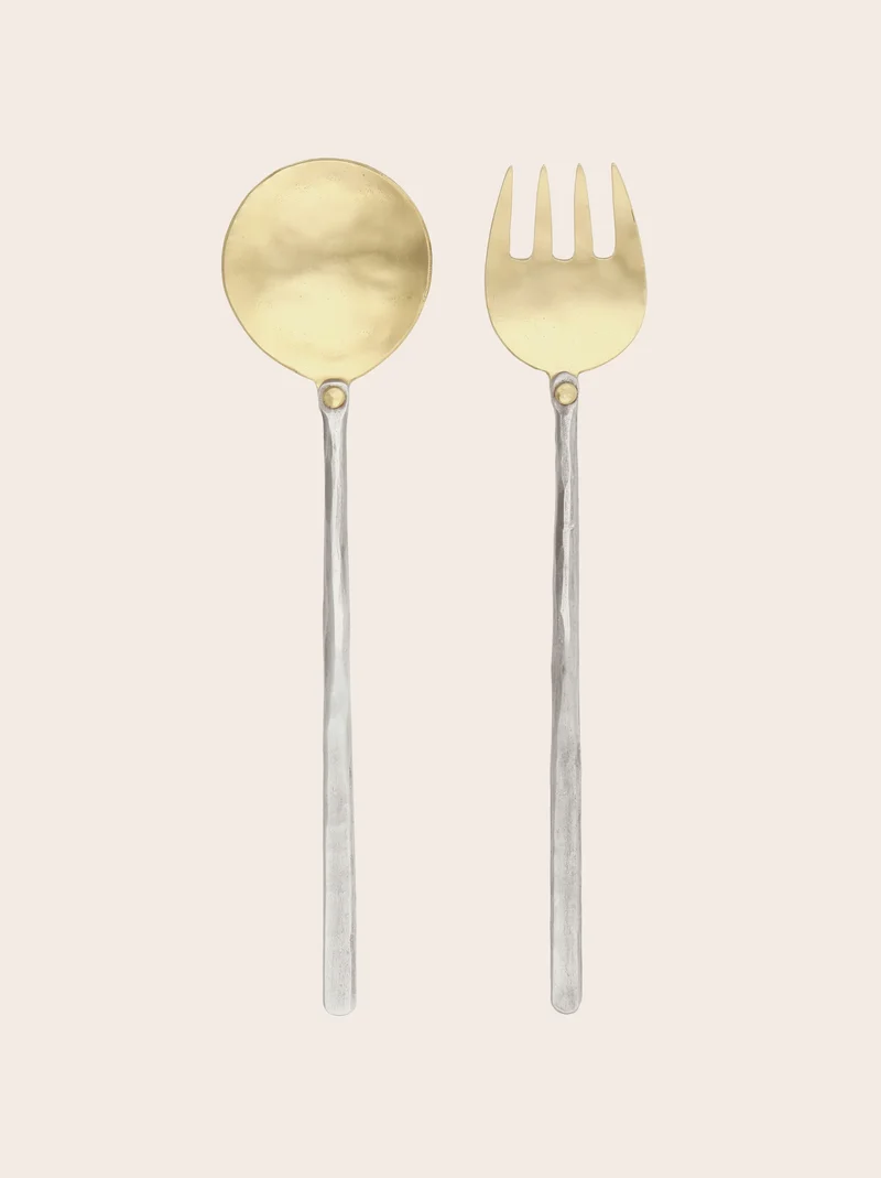 Cuillère et fourchette de service Oya