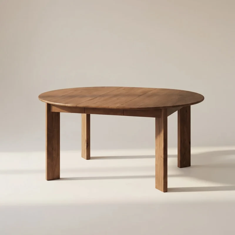 Frame Round Extendable Dining Table, Seats 4-8, American Walnut