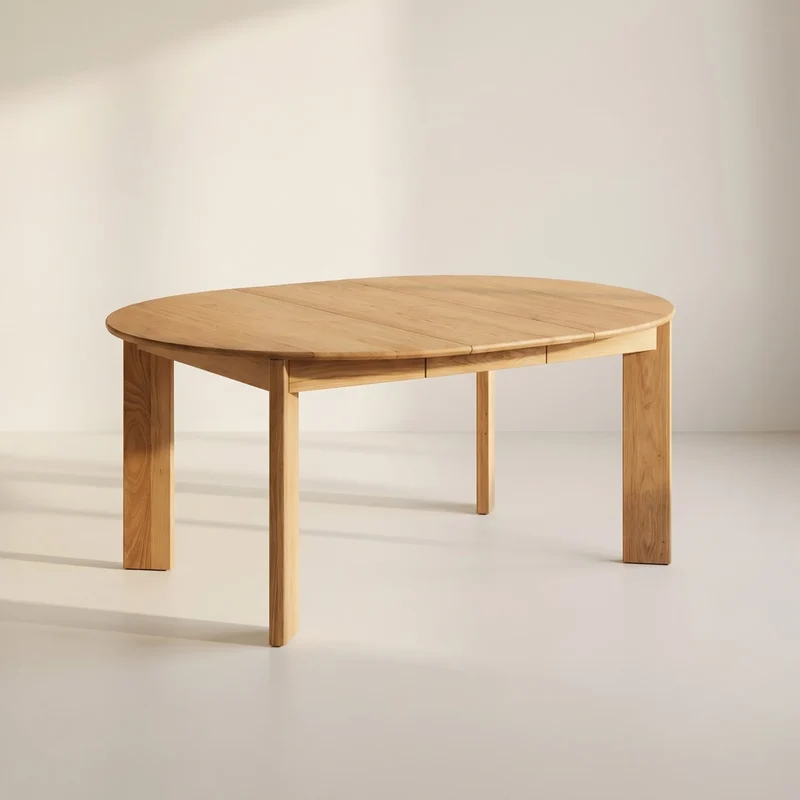 Frame Round Extendable Dining Table, Seats 4-8, Oak