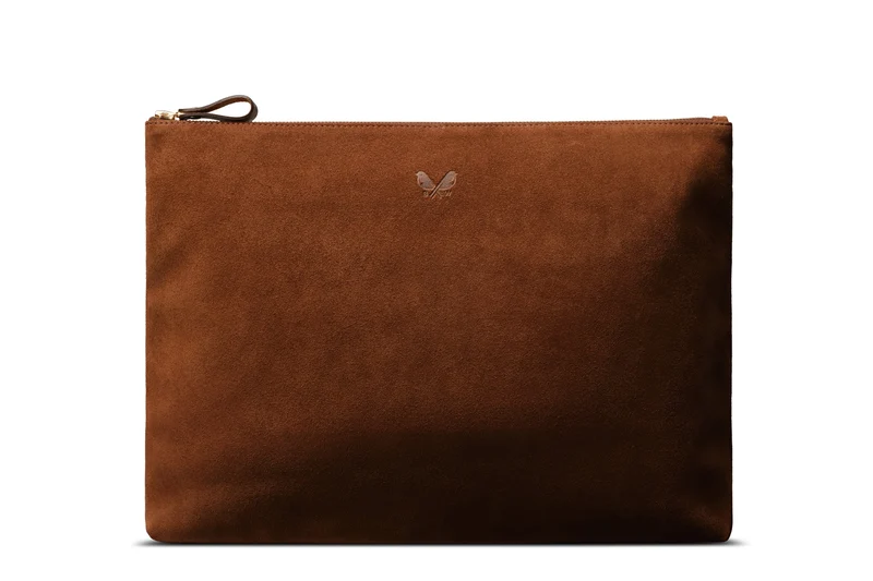 Suede Flight Folio - Tobacco Brown