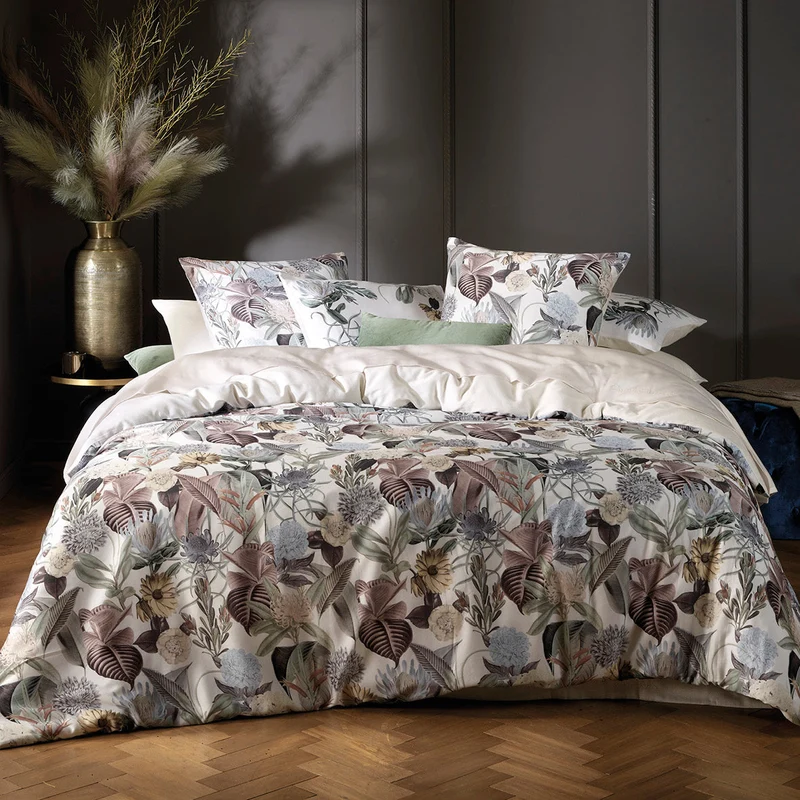 Housse de couette satin de coton - Garden taupe