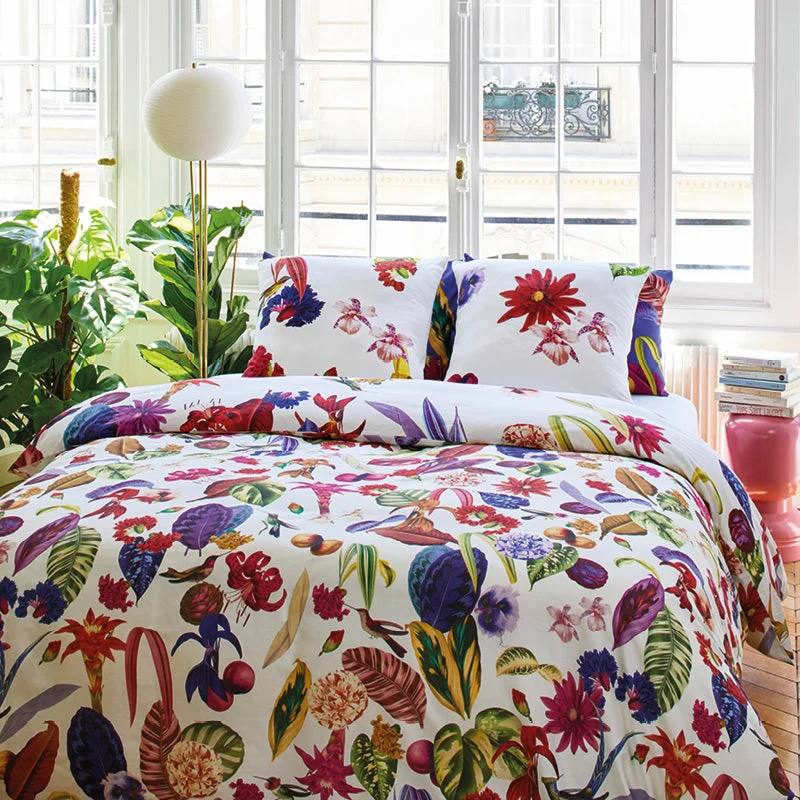 Housse de couette + taie(s) d'oreiller satin de coton - Jardin floral