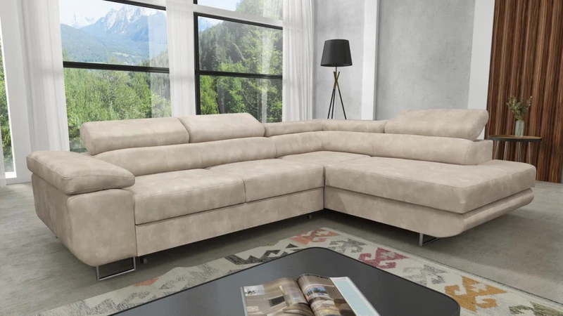 CANAPE TOULOUSE ANGLE DROIT BEIGE CHAMPAGNE 275x205cm