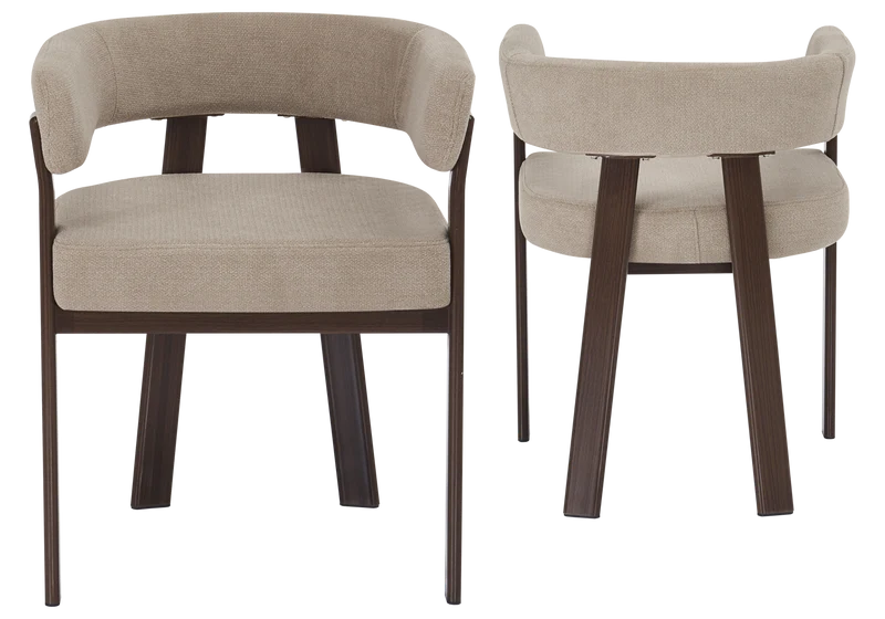 Fauteuil de table bouclé taupe noyer - Mura x4