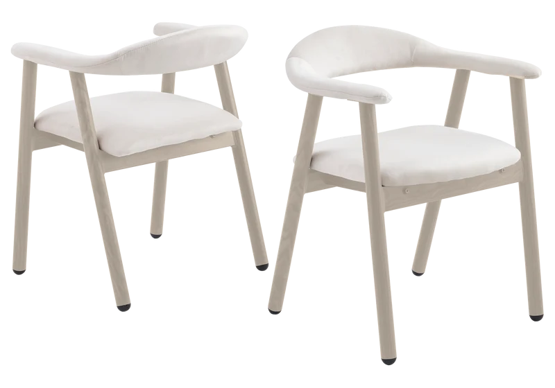 Chaise fauteuil velours beige et travertin - Oris x2