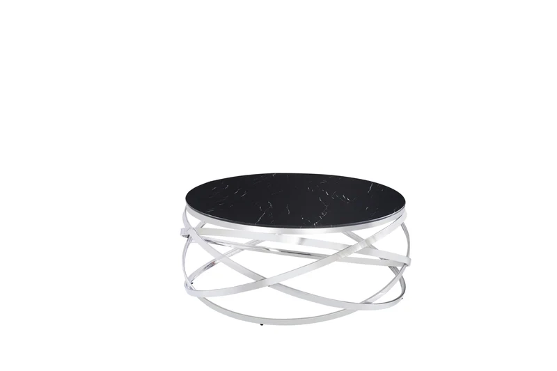 TABLE BASSE EVOL CHROME MARBRE NOIR 100 CM