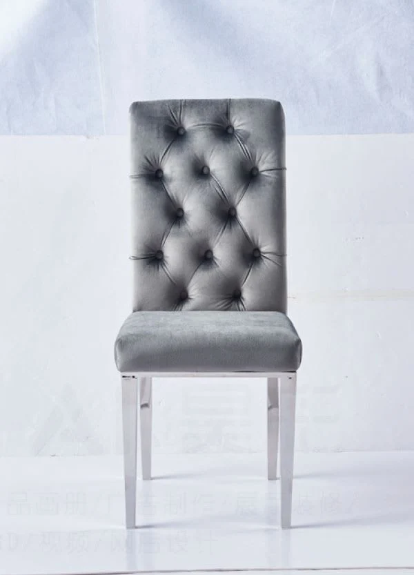 CHAISE NEVADA CAPITONNE AVEC BOUTONS CHROME VELOURS ANTHACITE