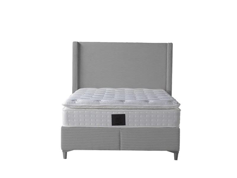 LIT COFFRE VENUS COTELE GRIS 140X190CM