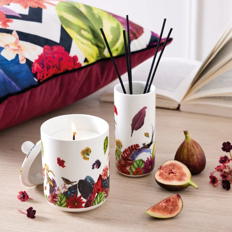 Bougie parfumée en pot de porcelaine - Jardin Tropical - Figuier - durée de combustion 65h - 315 g