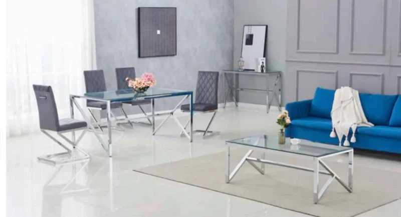 TABLE BASSE MAJESTIQUE CHROME TRANSPARENT 120x60x45 cm