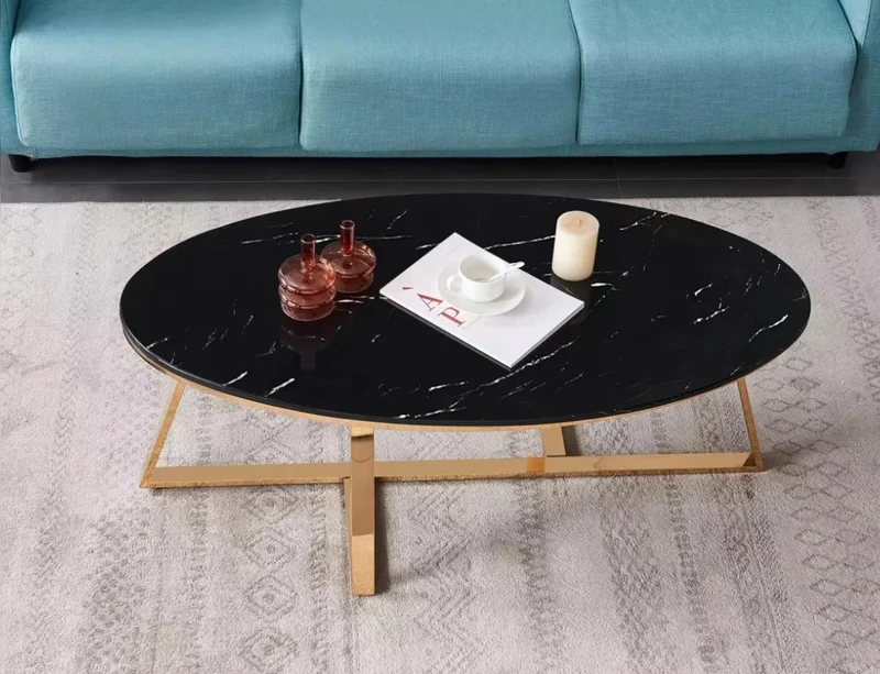 TABLE BASSE GAMMA GOLD PIERRE MARBRE 120 x 60 x 45 CM