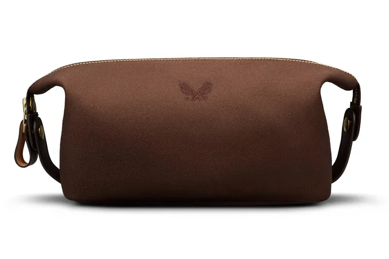 Canvas Wash Bag / Dopp Kit - Chocolate