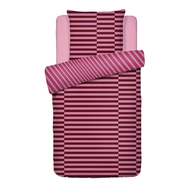 Housse de couette + taie(s) d'oreiler satin de coton - Eclat Rose