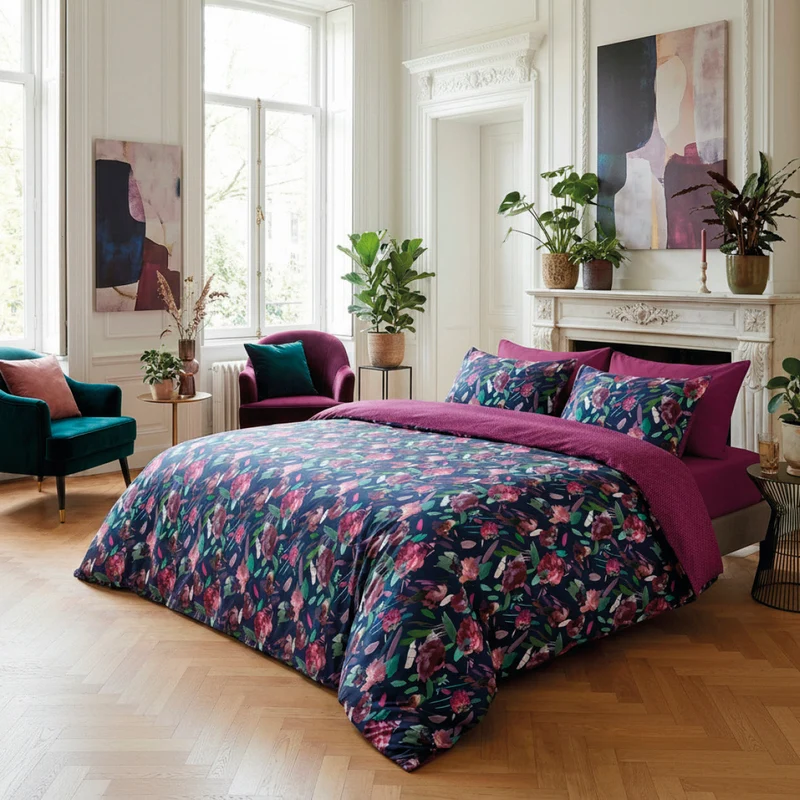 Drap plat satin de coton - Pollen Prune
