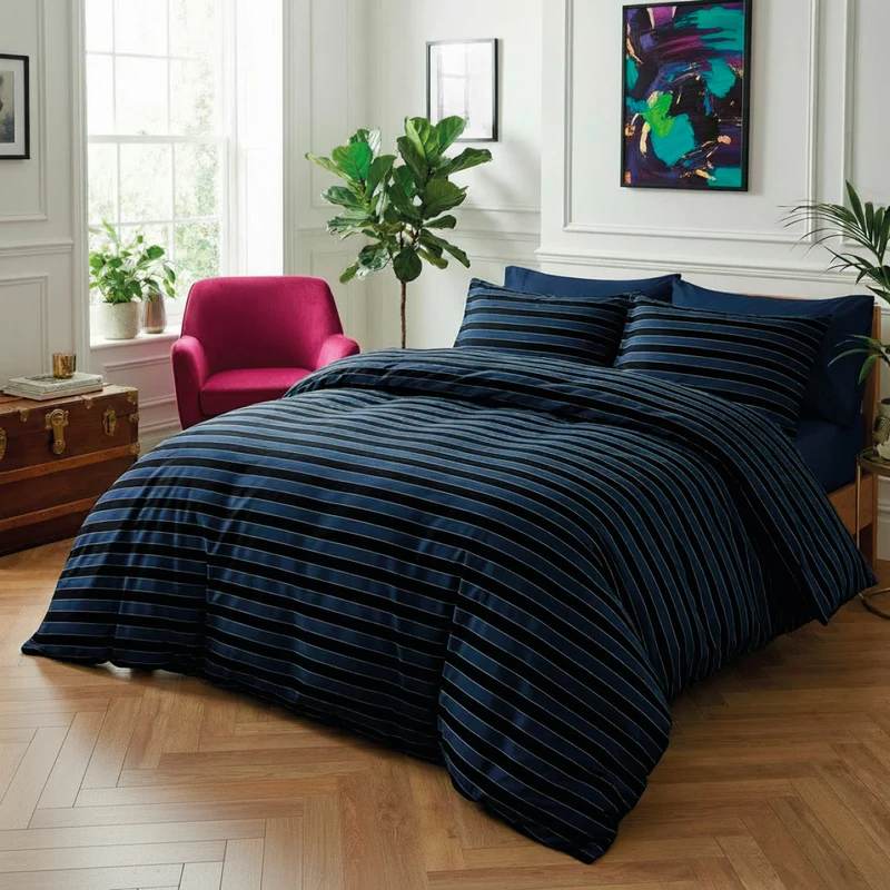 Drap plat satin de coton - Eclipse bleu foncé