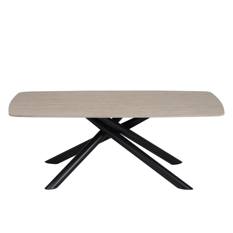 TABLE BASSE NYSA PIED METAL NOIR CERAMIQUE TRAVERTIN MAT 120