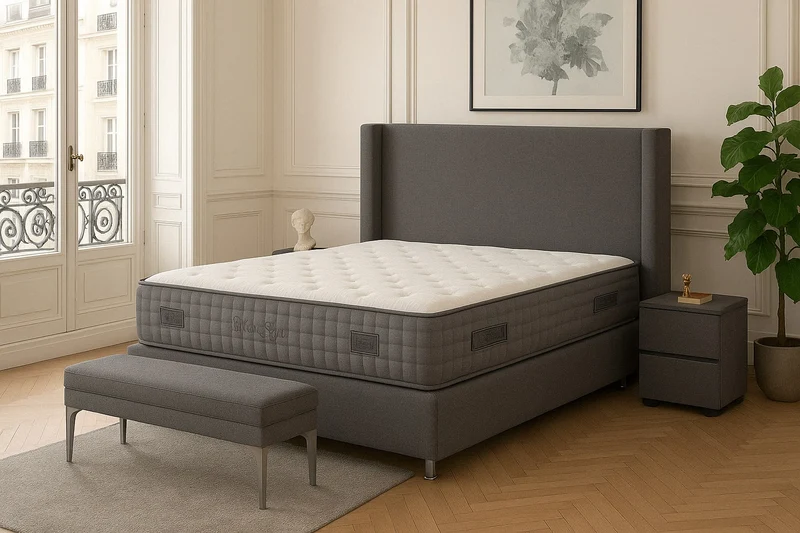 LIT COFFRE COCO BOX VELOURS ANTHRACITE 160x200cm