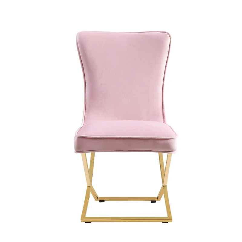 CHAISE GABRIELLE GOLD VELOURS ROSE PALE