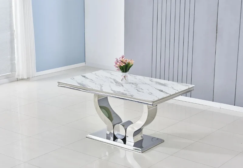 TABLE REPAS TROFY MARBRE BLANC 150x90x75 cm