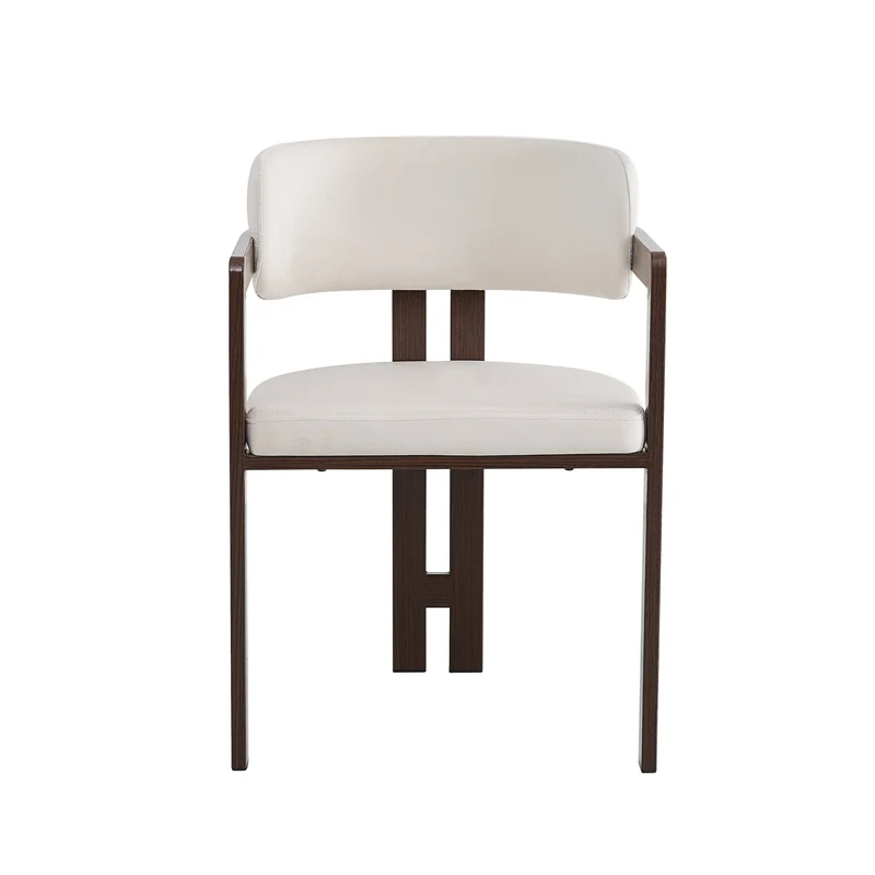 Chaise mellow pied effet noyer assise velours beige