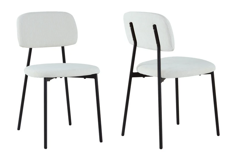 Chaise salle à manger tissu beige pieds noirs - Vika x4