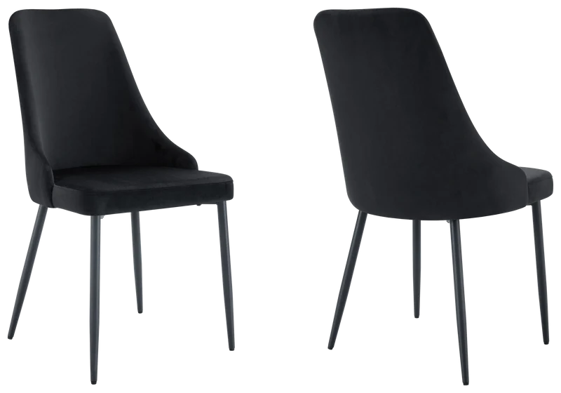 Chaise de table velours noir pieds noirs - Sena x4