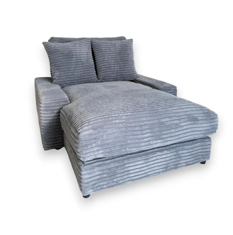 CANAPE CELIA MOELLEUX EN TISSU COTELE EPAIS ANTHRACITE 180x135cm