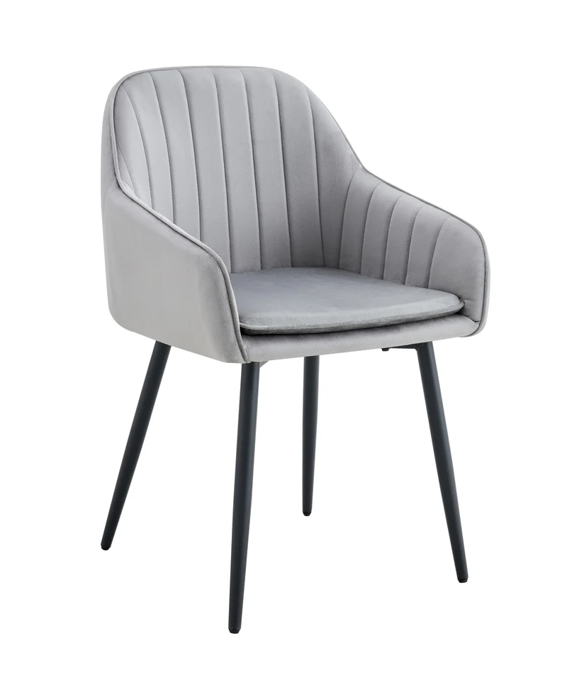 CHAISE PAMS PIED NOIR VELOURS GRIS