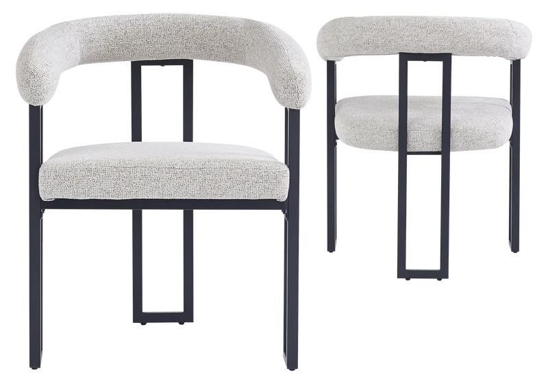 Fauteuil de table tissu taupe pieds noirs - Soho x4