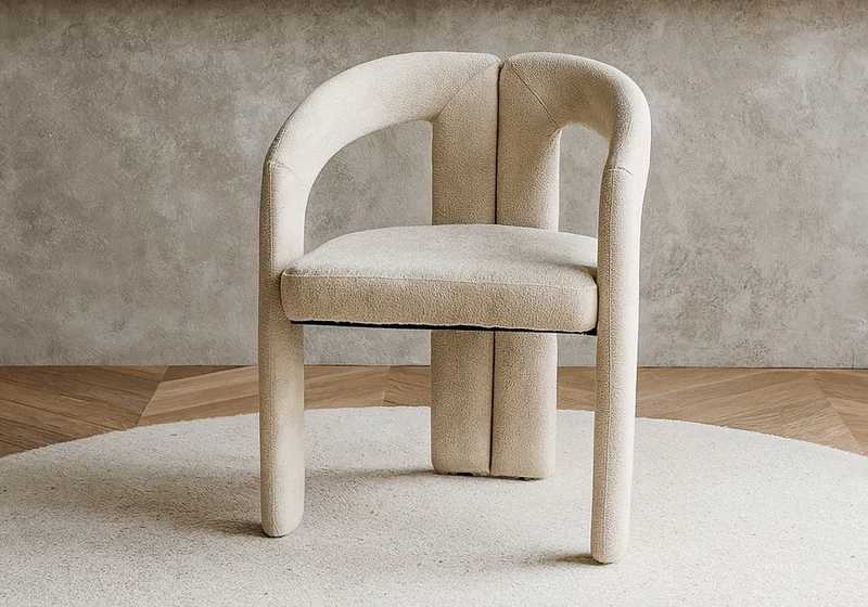 Chaise fauteuil organique tissu sable - Lena x2
